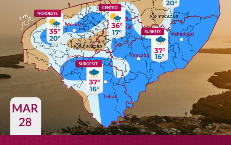 Calor intenso y lluvias vespertinas dominarán este sábado: así estará el clima en Yucatán