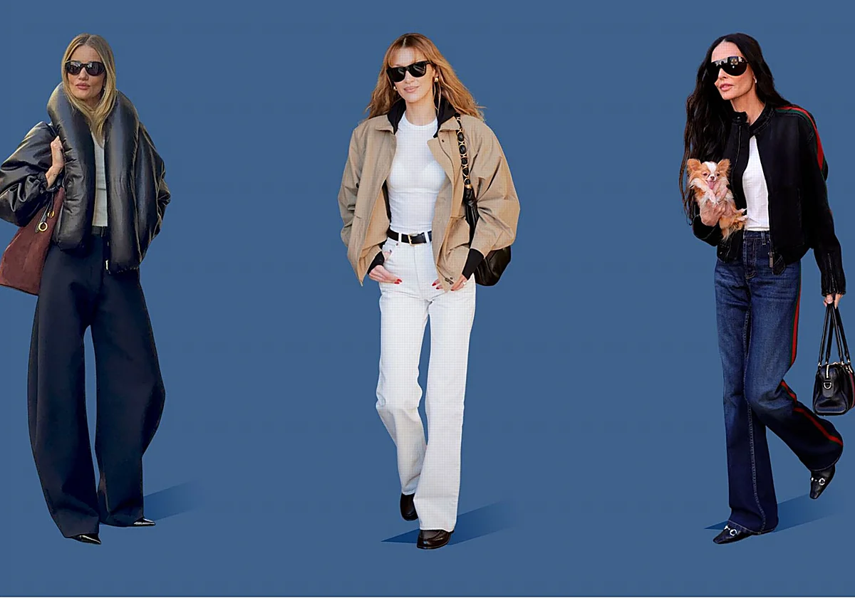 Los pantalones de moda son los ‘barrel’ de Rosie Huntington y los rectos algo ‘flare’ de Demi Moore