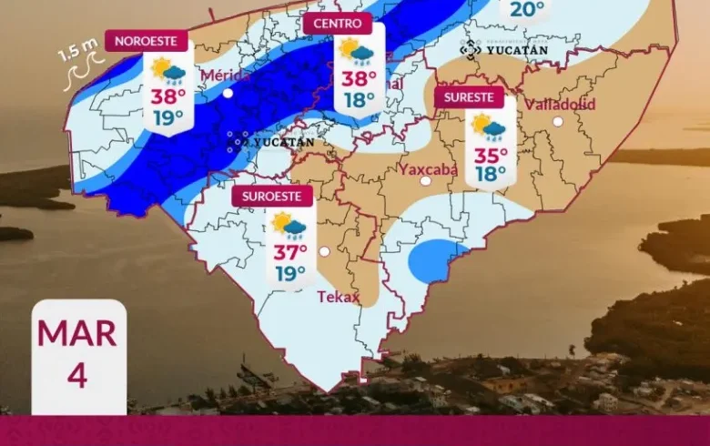 Pronostican calor y lluvias en los tres estados de la Península de Yucatán
