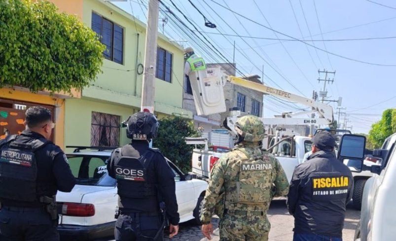 Marina participa en desmantelamiento de sistema ilegal de videovigilancia, en Ecatepec de Morelos