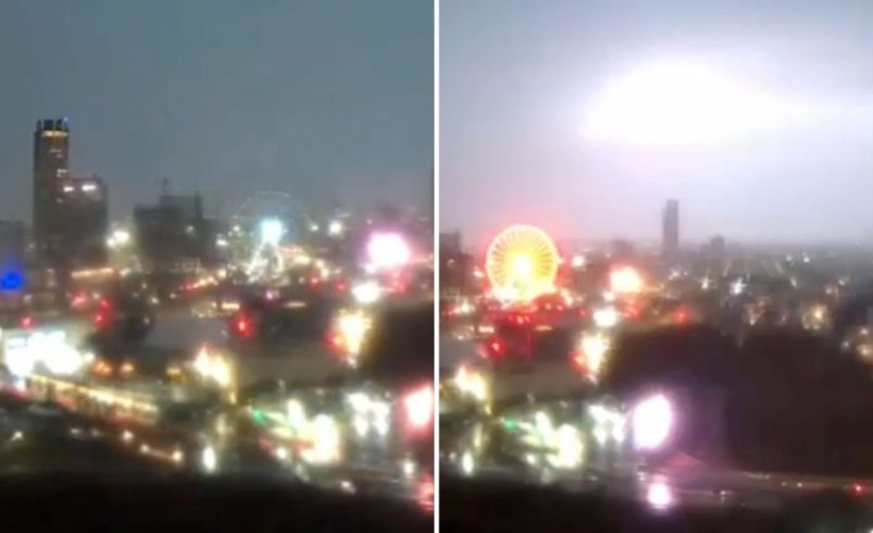 Relámpago ilumina por completo el cielo de Puebla durante fuerte tormenta | VIDEO