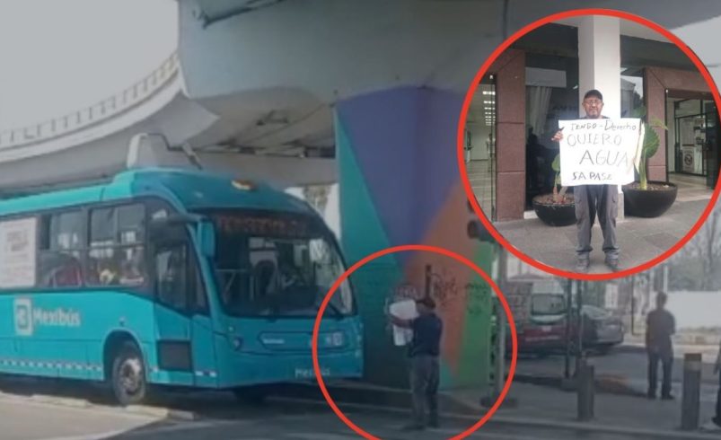 Vecino protesta solo por falta de agua en Ecatepec; bloqueó el carril del Mexibús en Puente de Fierro | VIDEO