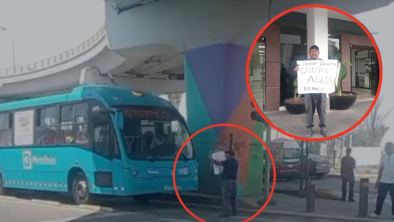 Vecino protesta solo por falta de agua en Ecatepec; bloqueó el carril del Mexibús en Puente de Fierro | VIDEO